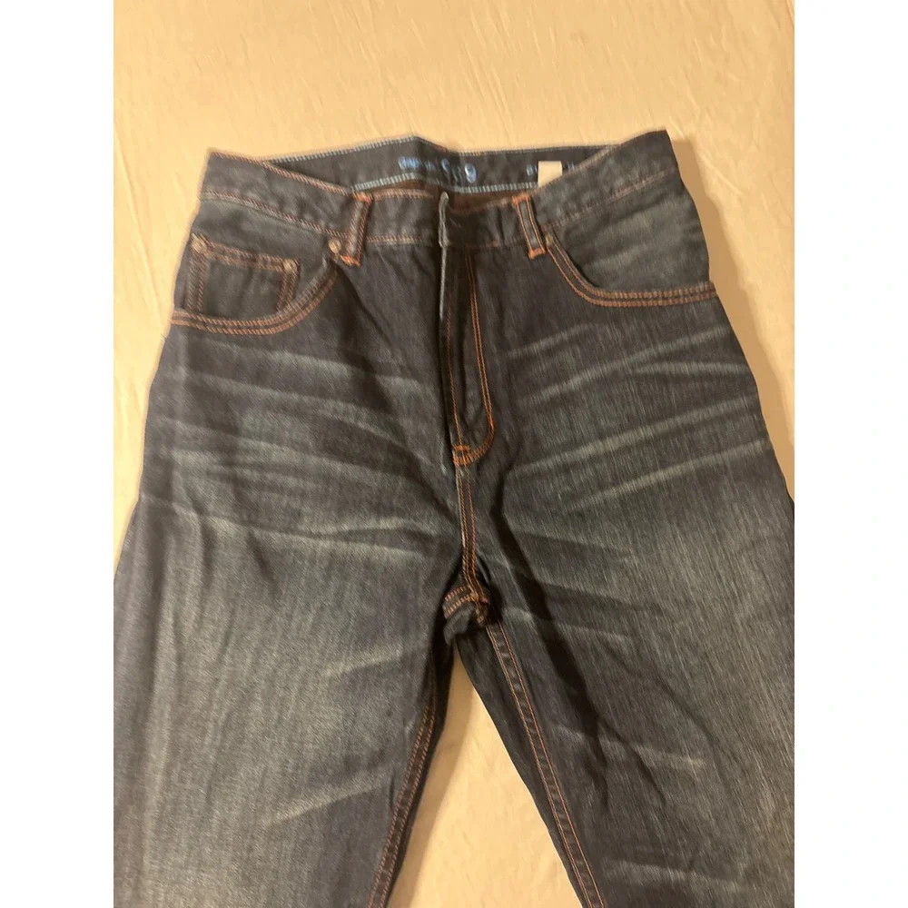 Gap 1969 Straight Leg Jeans Kids 16 Dark Wash Indigo‎  Whiskered Denim